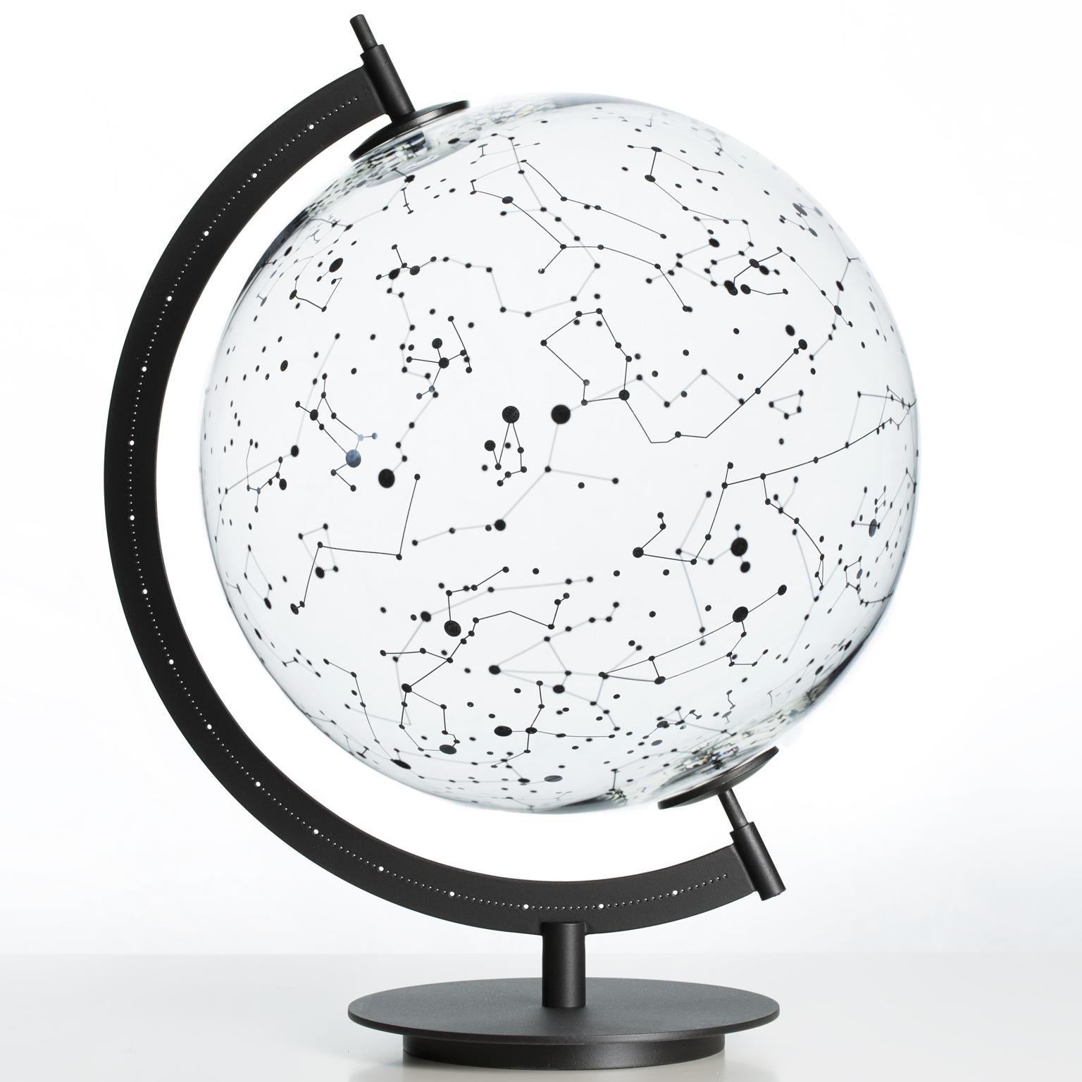 Italian Coexist Mod Sky Glass and Brass Stellar Map For Sale