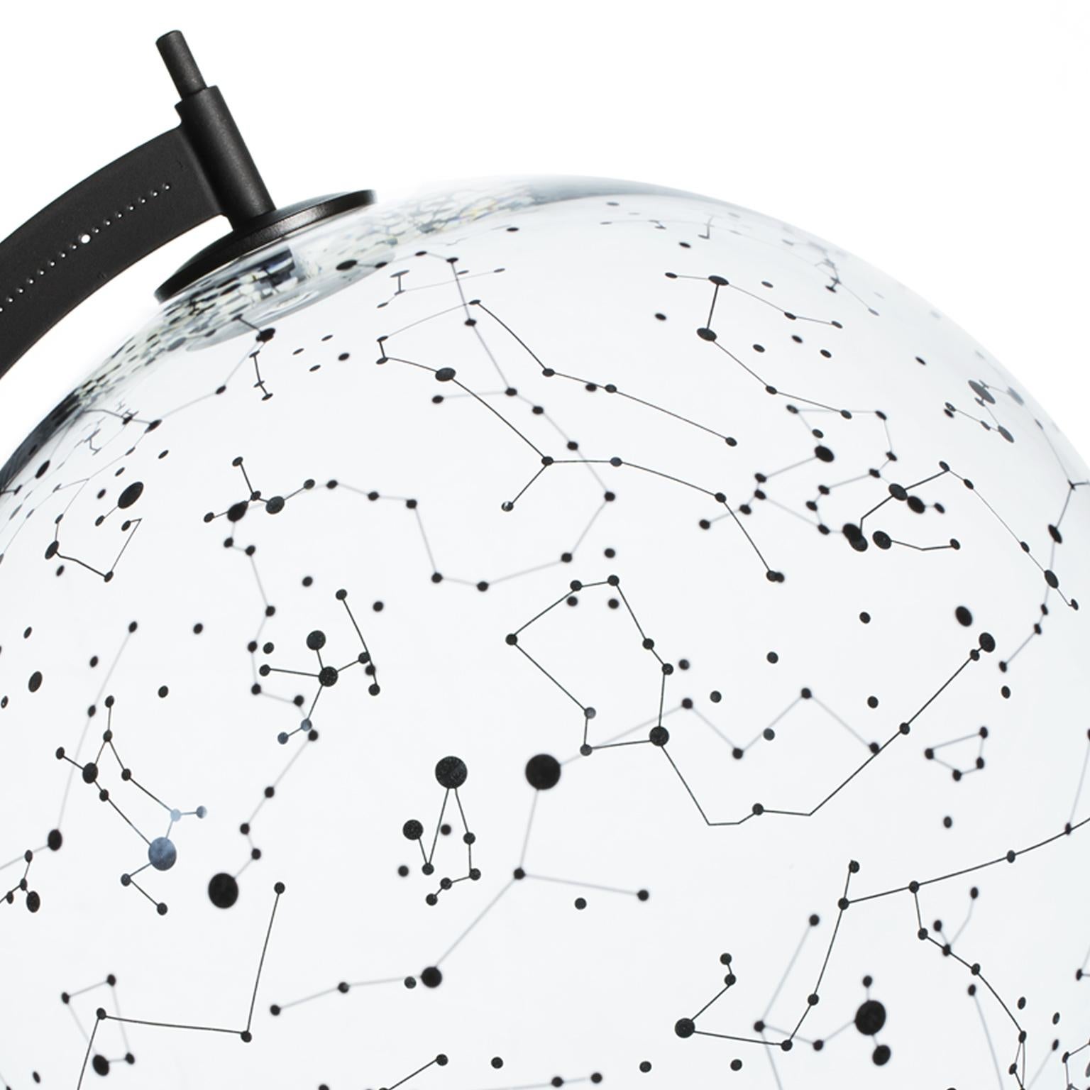 Contemporary Coexist Mod Sky Glass and Brass Stellar Map