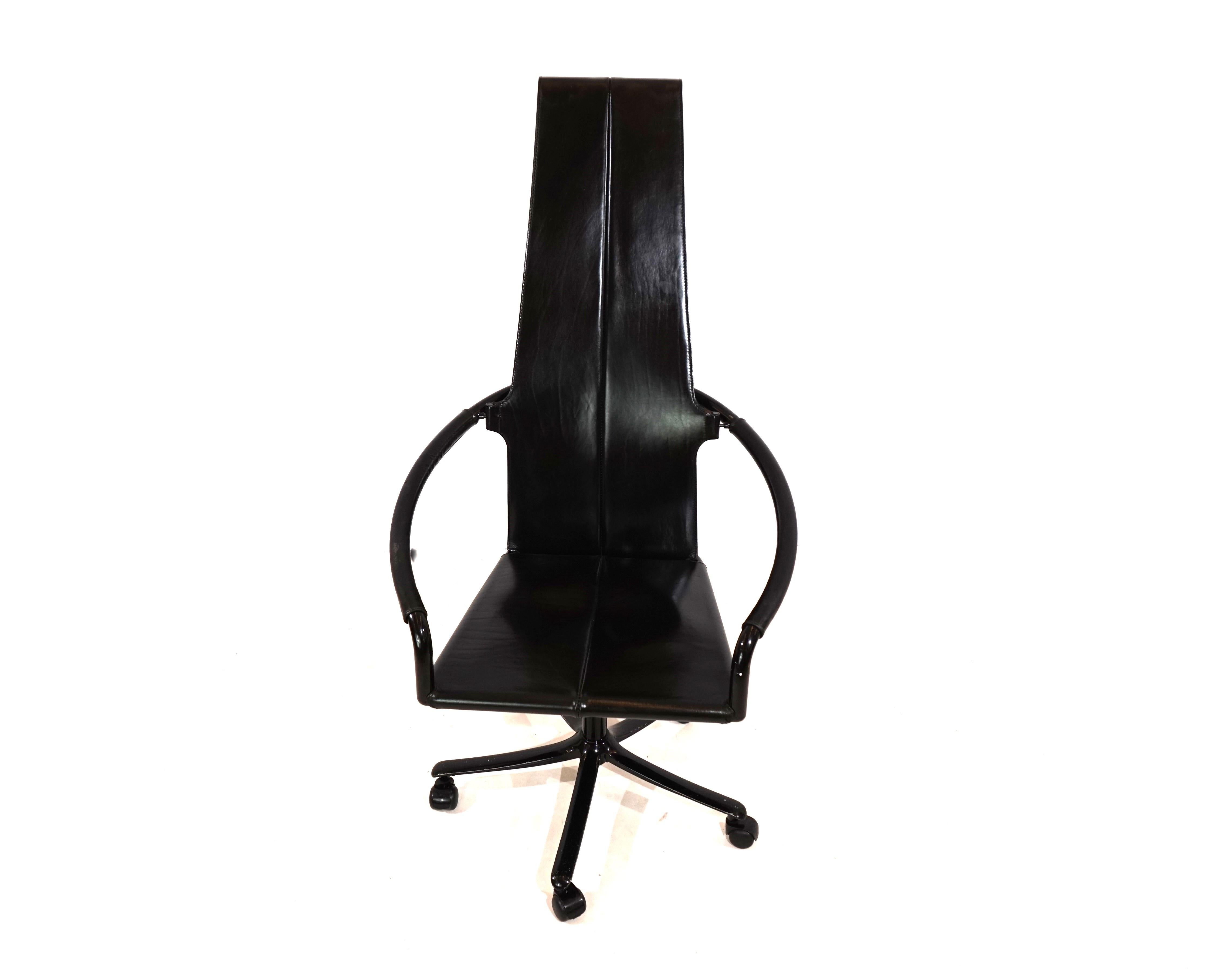 Cofemo Italy leather office chair 80s For Sale 10