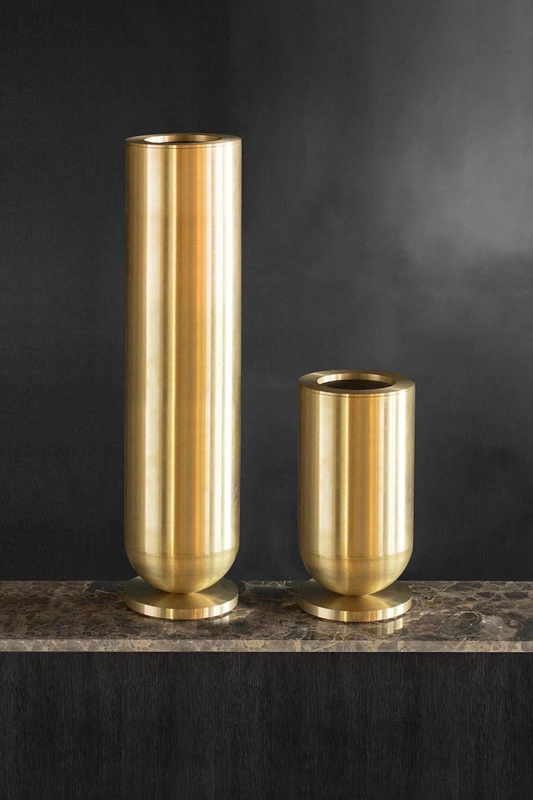 German Cofete Brass Vase, Jan Garncarek For Sale