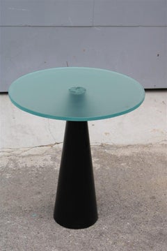 Coffe and Cocktail Table 1980 Black Piramid Satin Glass Top Italian Design