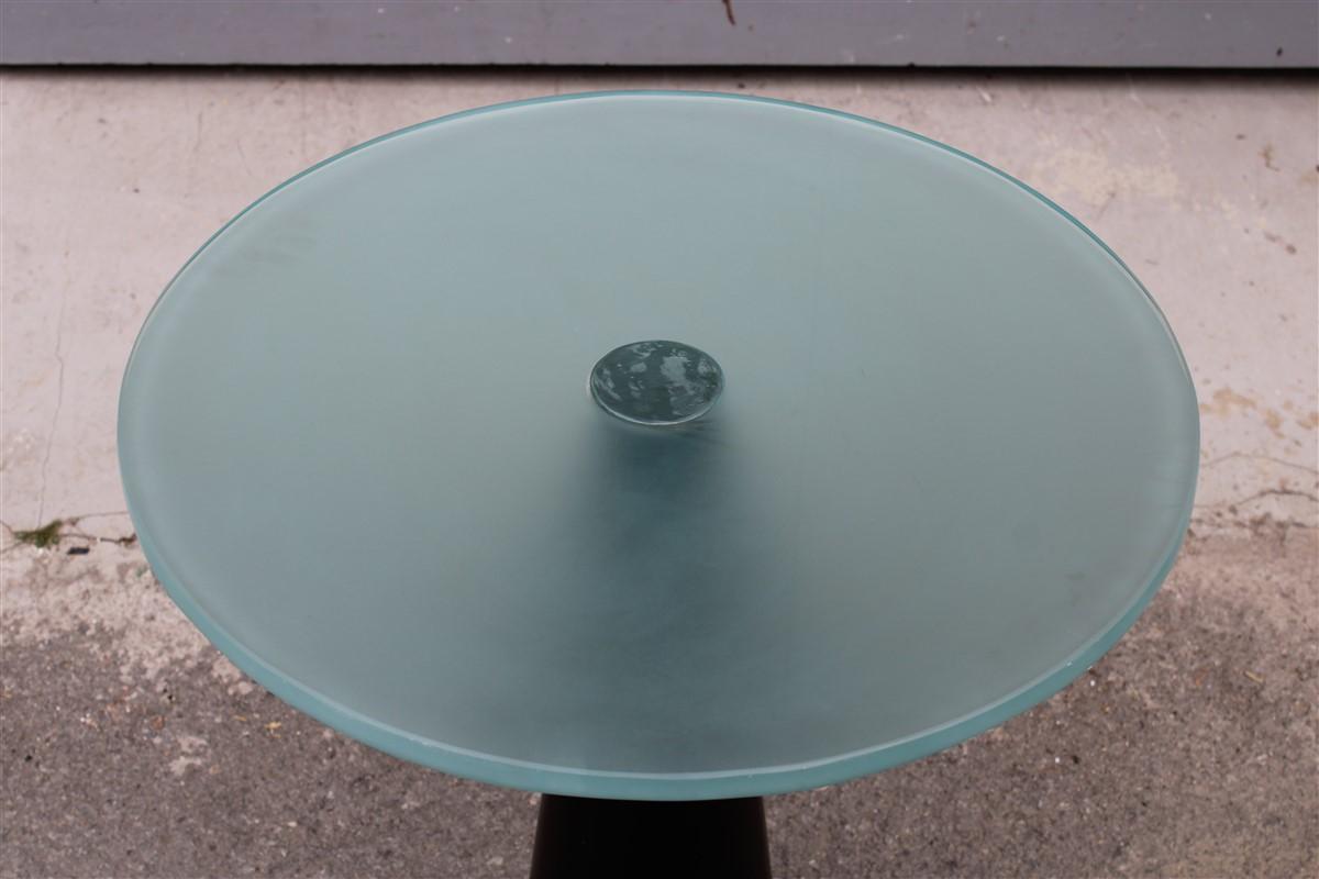Coffe and Cocktail Table 1980 Black Piramid Satin Glass Top Italian Design  For Sale 1