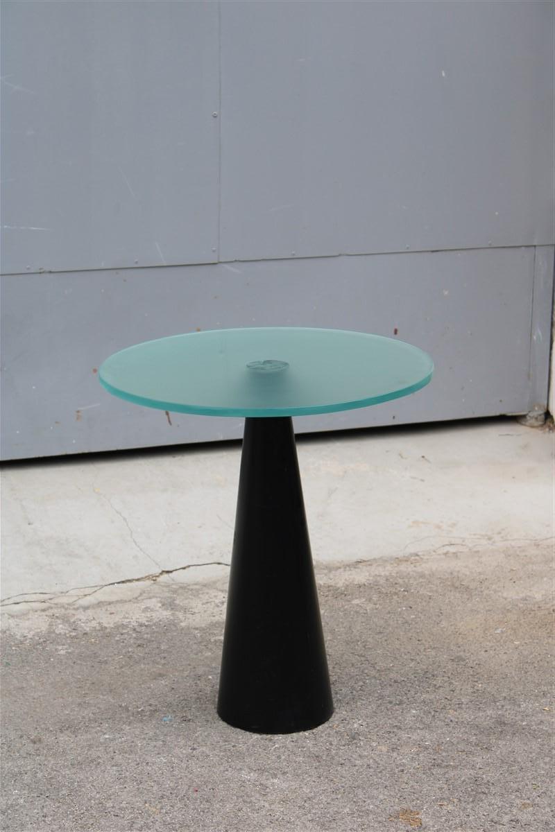 Coffe and Cocktail Table 1980 Black Piramid Satin Glass Top Italian Design For Sale 2