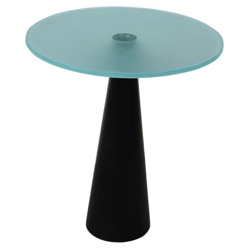 Coffe and Cocktail Table 1980 Black Piramid Satin Glass Top Italian Design  For Sale