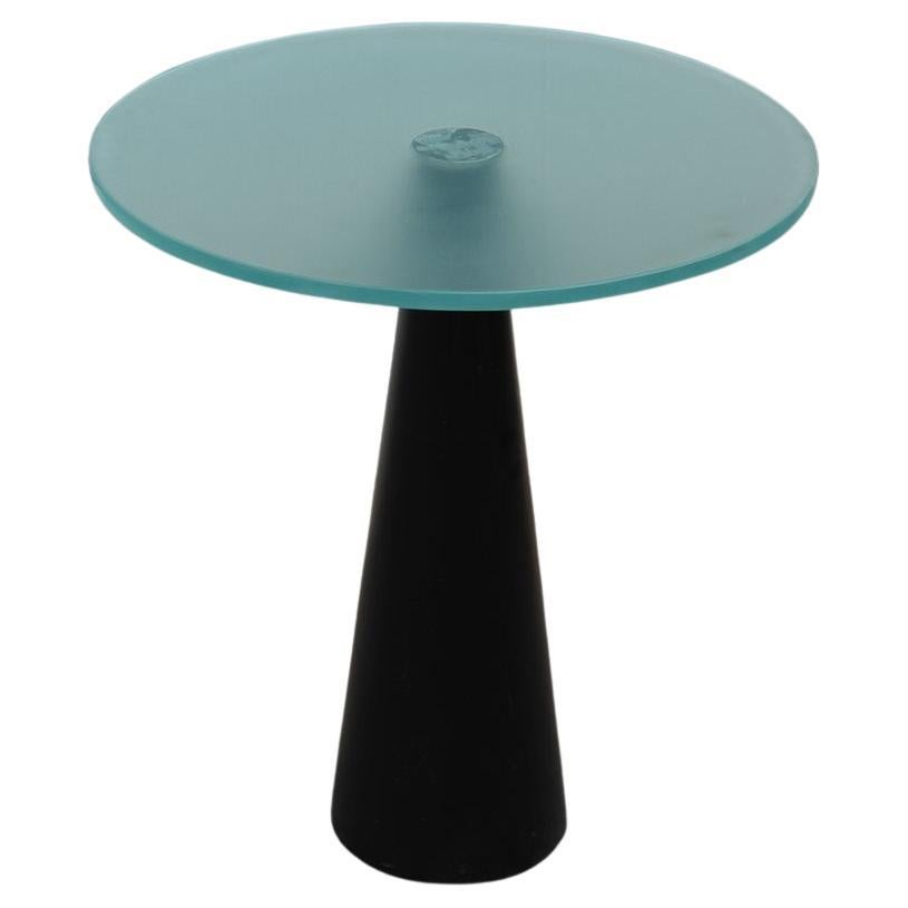 Coffe and Cocktail Table 1980 Black Piramid Satin Glass Top Italian Design For Sale