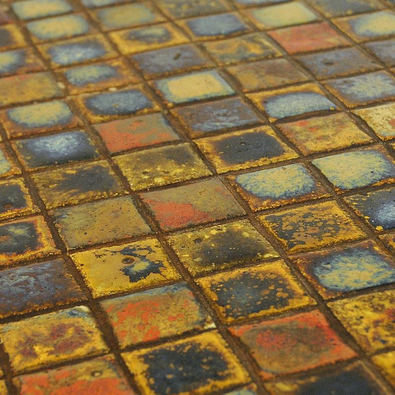 Scandinavian Modern Coffe or Livingroom Rosewood Table with Small Ceramic Tiles, Denmark, 1960s
