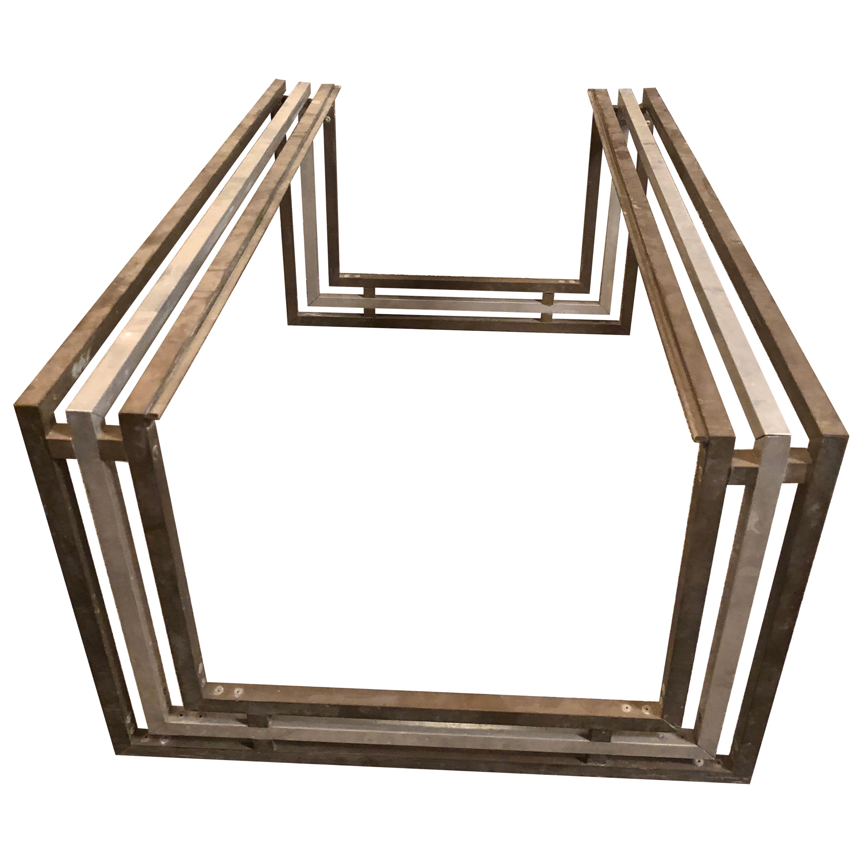 Coffe table Art Deco , 1930 in bronze and chrome
