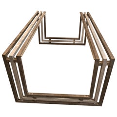 Table basse Art Déco 1930 en bronze et chrome