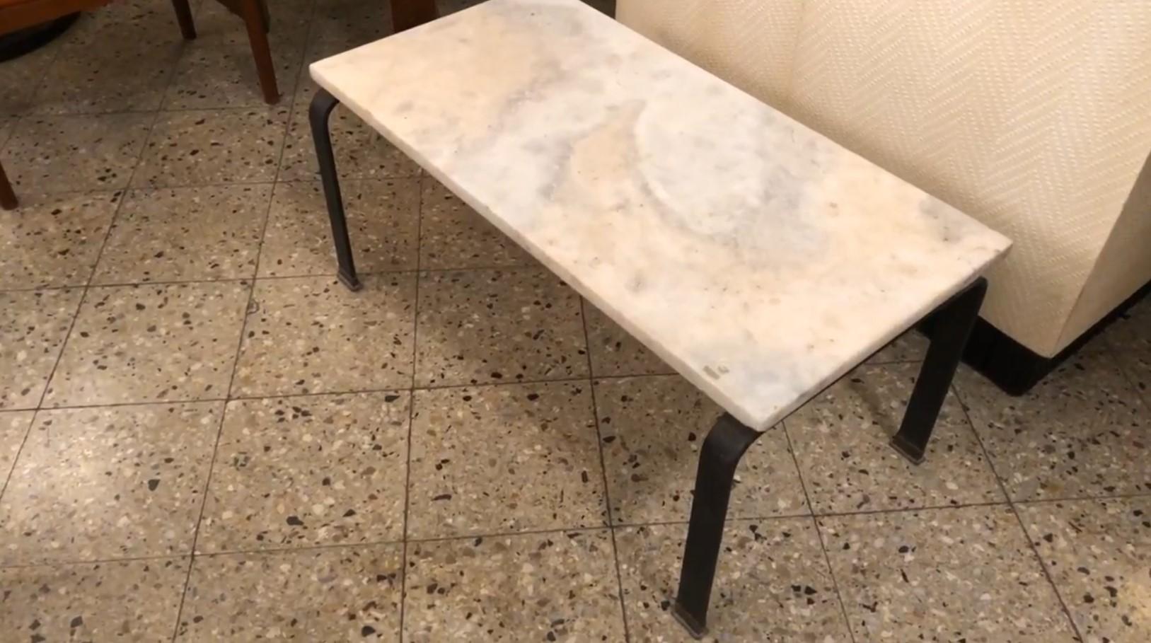 Italian Coffe Table Art Deco, 1930 in Marble and Iron For Sale