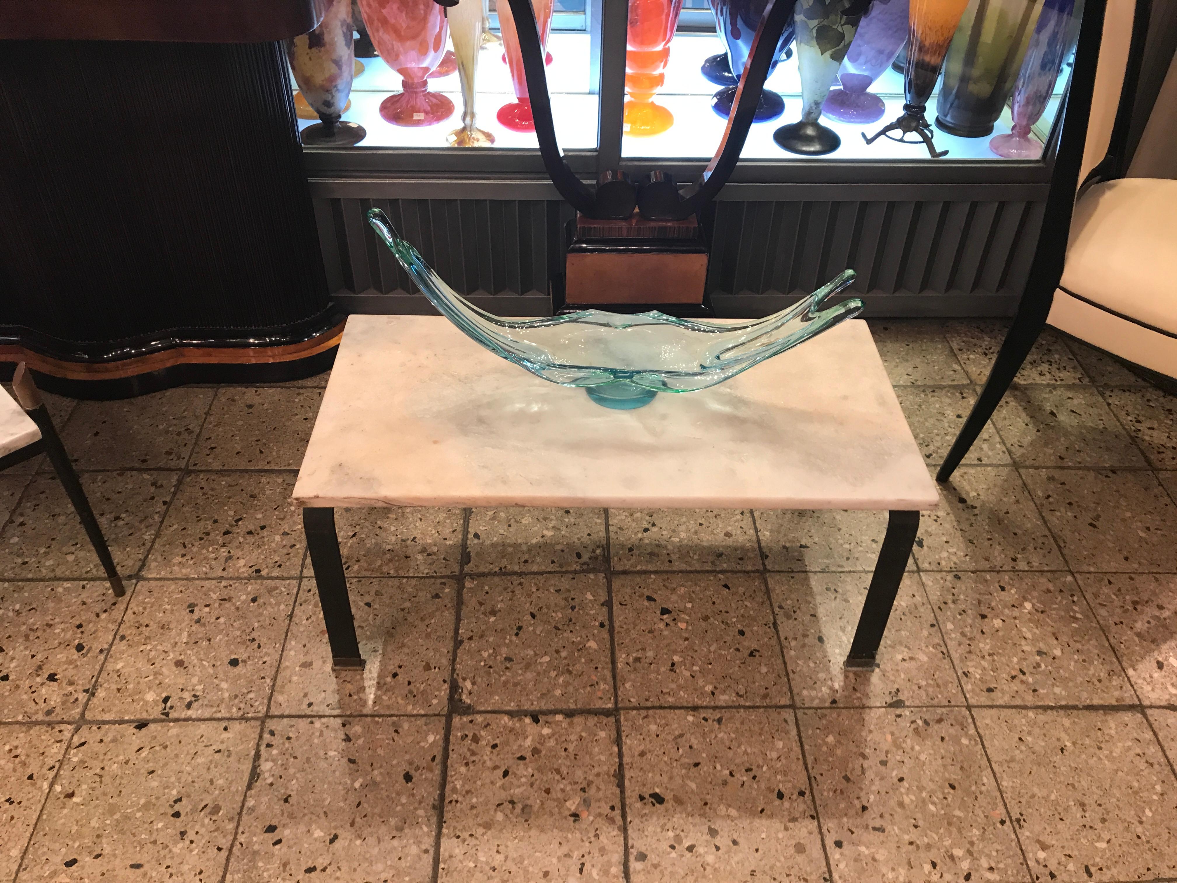 Coffe Table Art Deco, 1930 in Marble and Iron For Sale 3