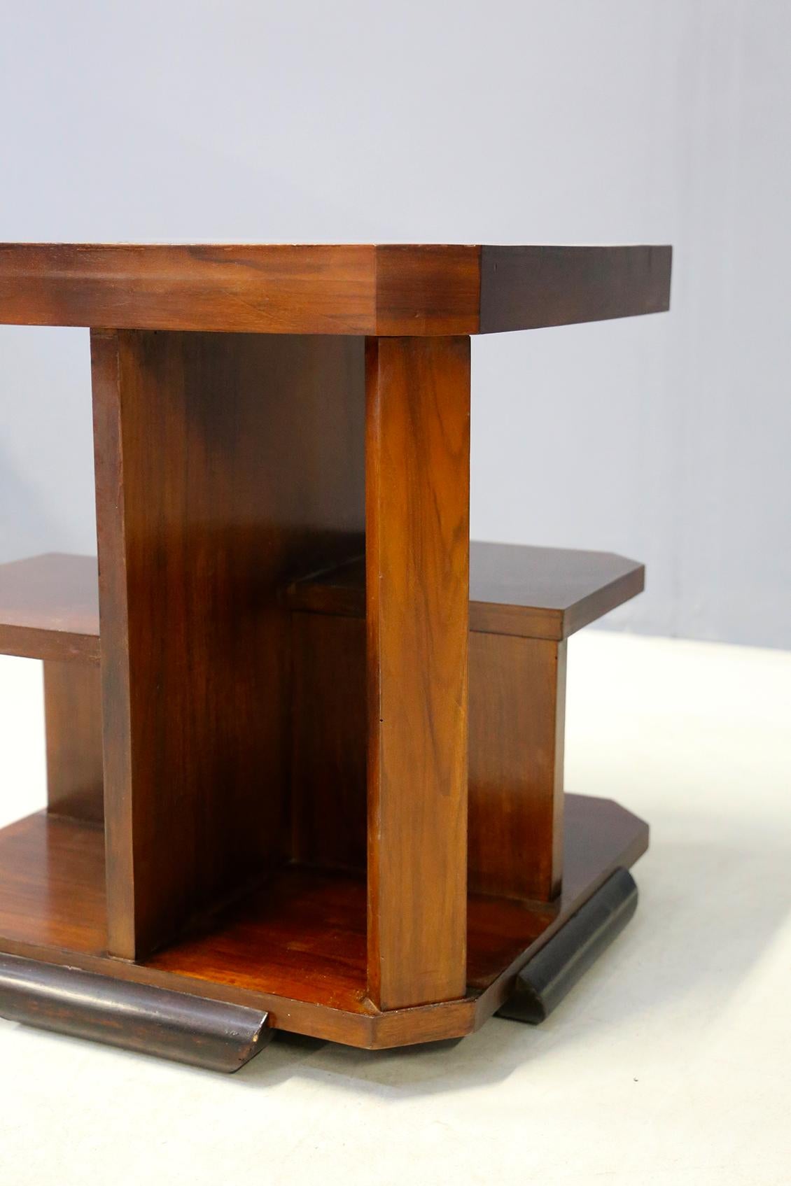 Coffee Table Art Deco Attributed to Gio Ponti in Walnut, 1930s 1