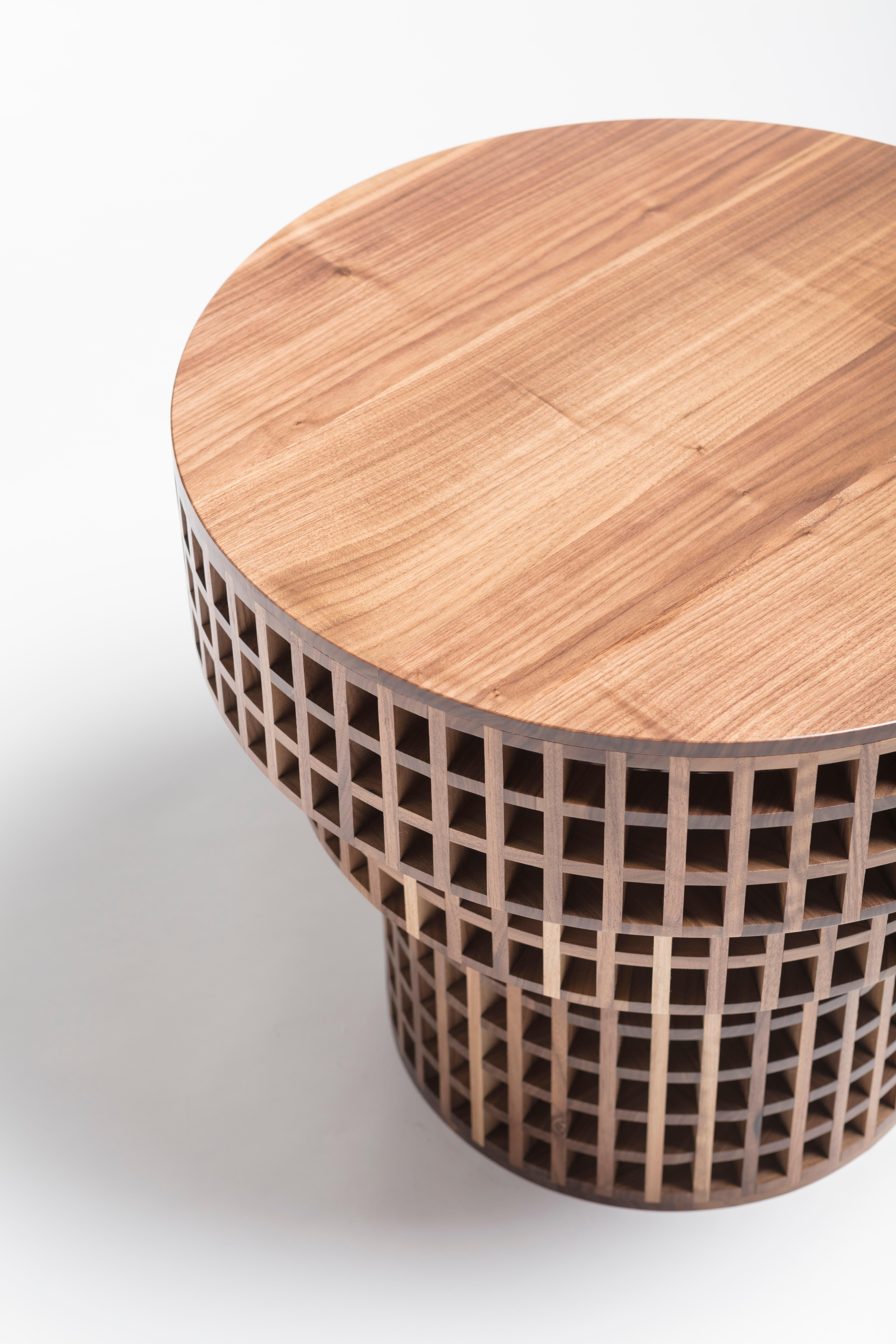 Moderne Table basse Carabottino, en noyer canaletto, par CARA David pour Medulum en vente