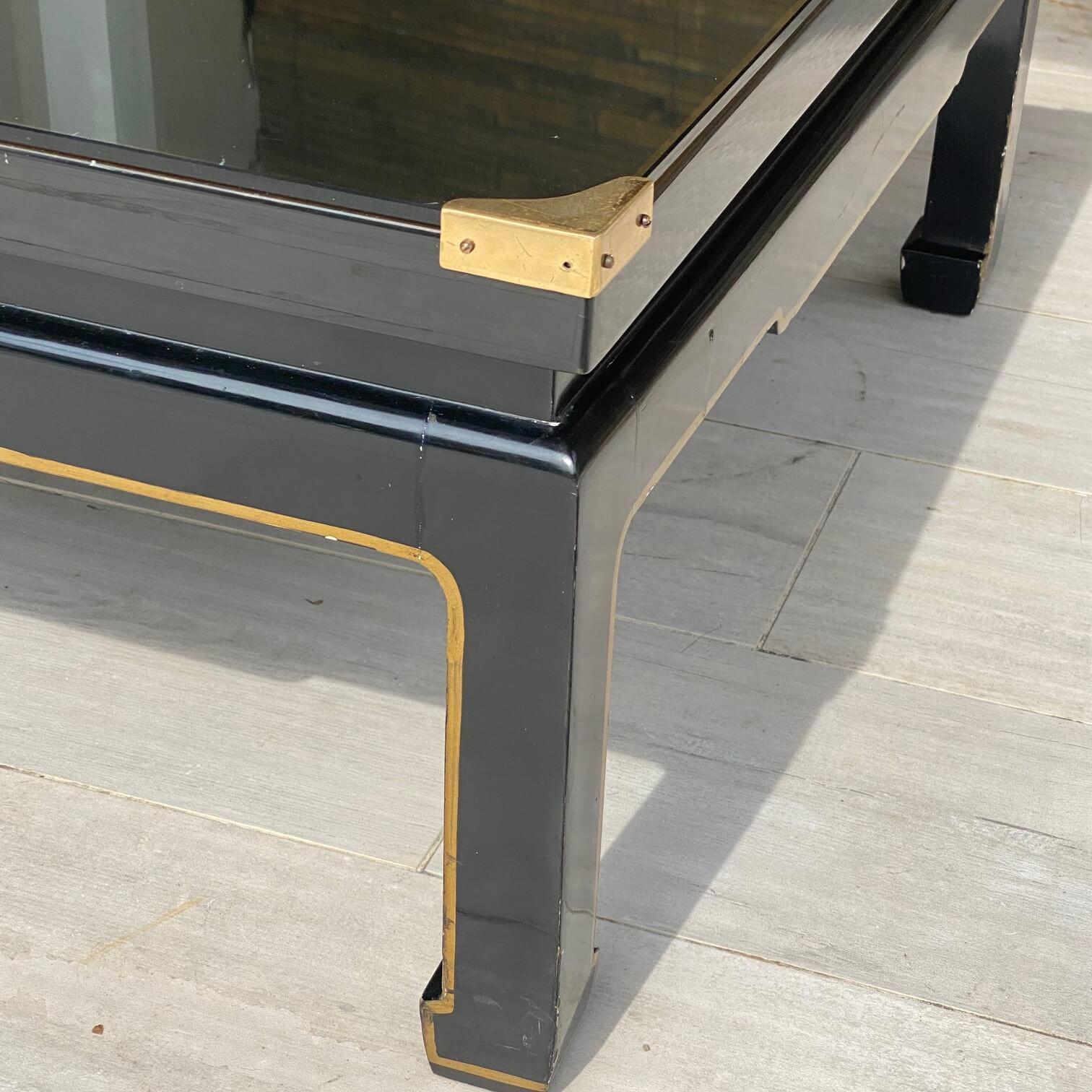 Coffee Table in Black Lacquered Wood, in the Style of Romeo Paris, France, 1970 In Good Condition In Auribeau sur Siagne, FR