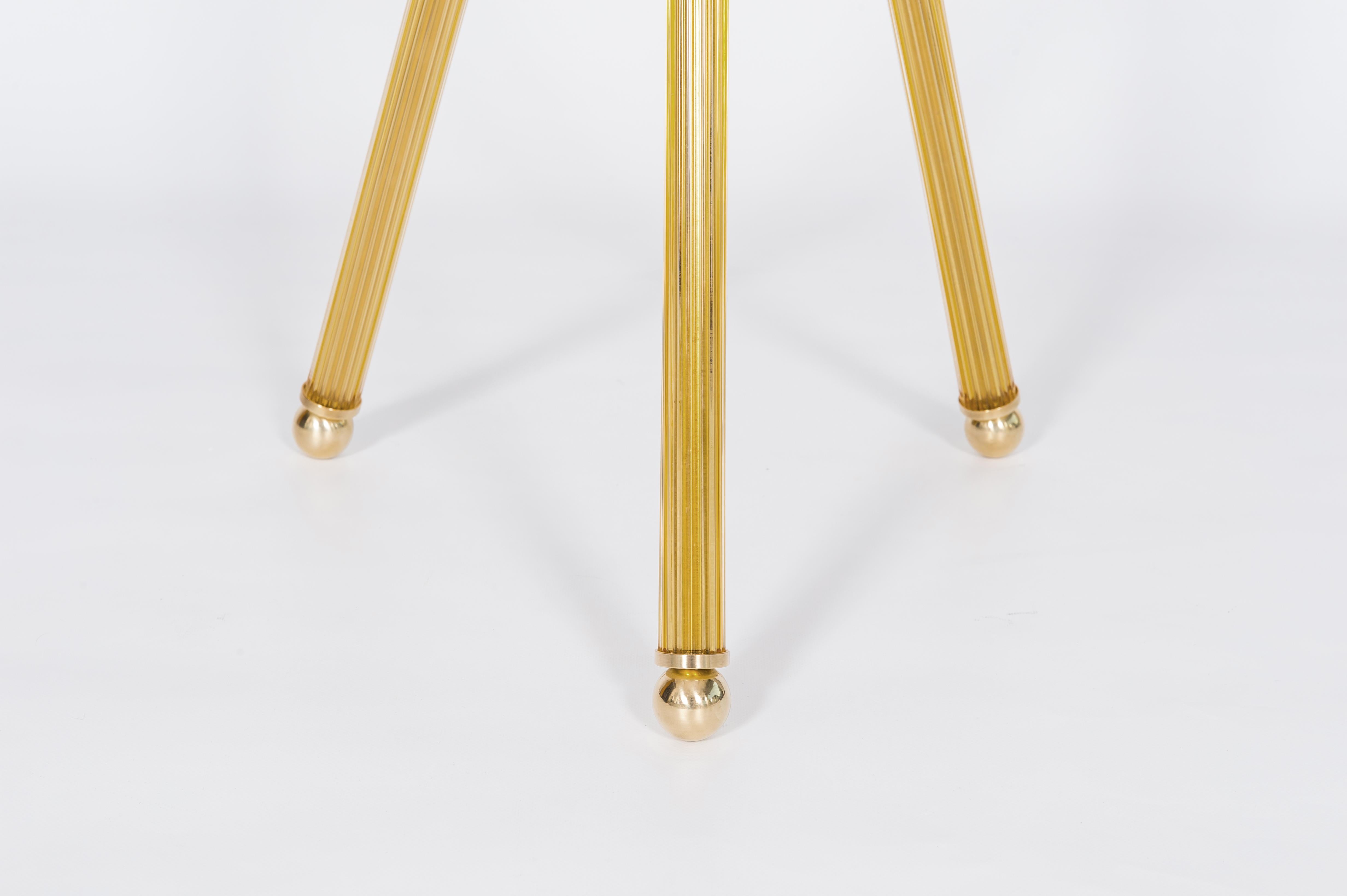 Cocktail table in Blown Murano Glass Amber Color and Brass finishes contemporary 5