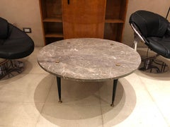 Coffe Table in Marble and Bronze, 60°, Country France