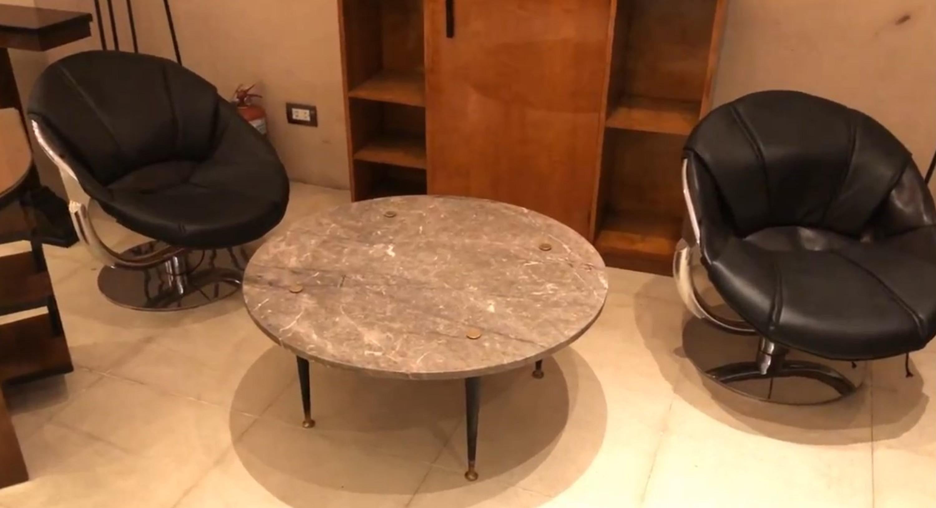 Space Age Coffe Table in Marble and Bronze, 60°, Country France For Sale