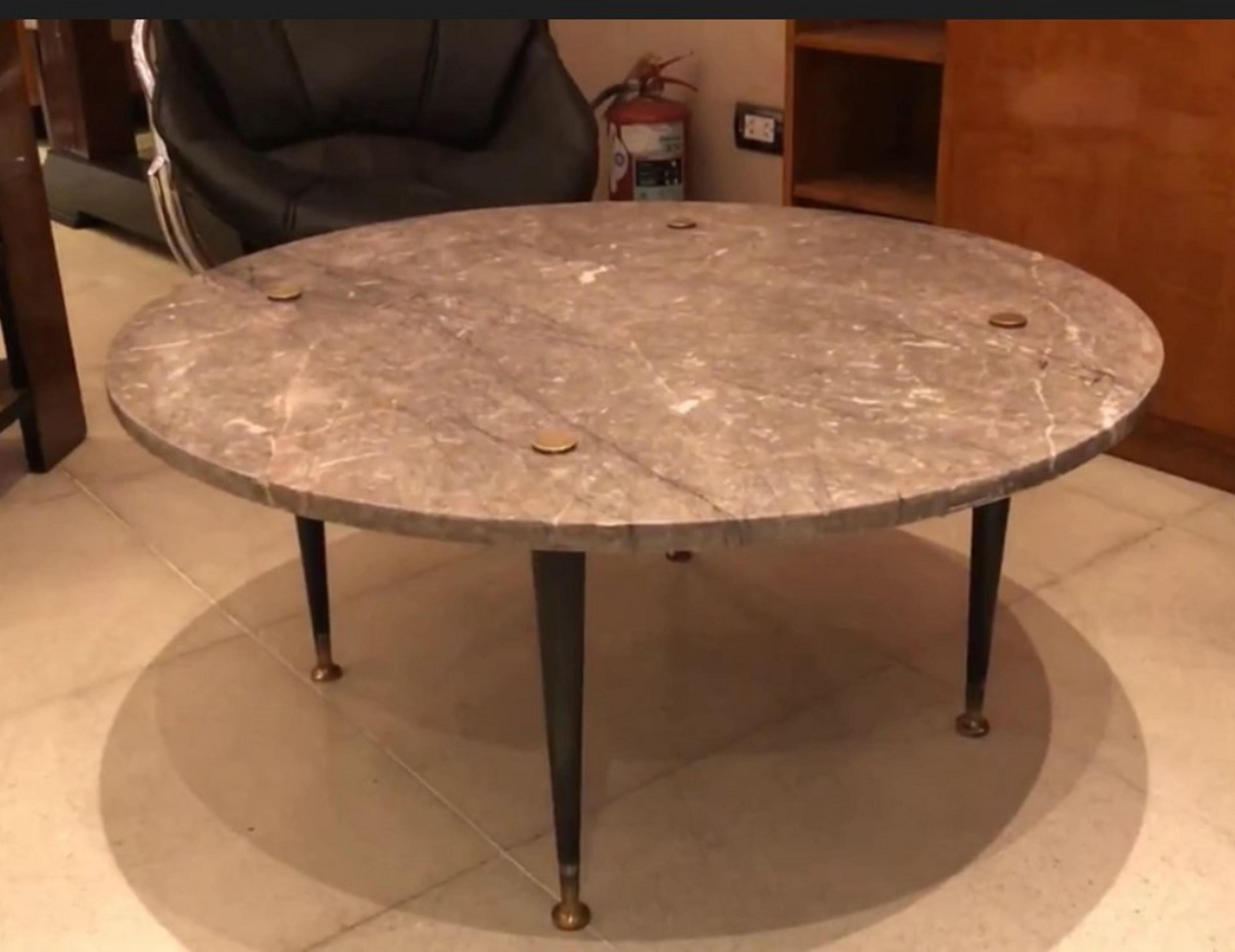 Coffe Table in Marble and Bronze, 60°, Country France For Sale 1