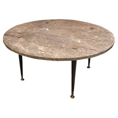 Coffe Table in Marble and Bronze, 60°, Country France