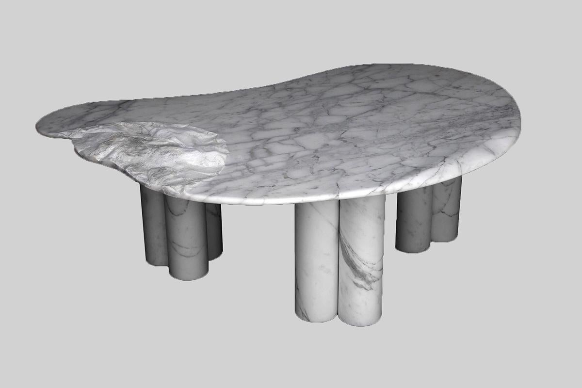 Modern Coffe Table in Marble by Jean Frederic Bourdier For Sale