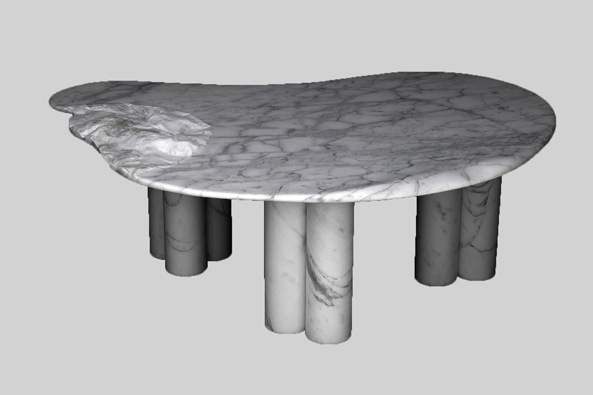 French Coffe Table in Marble by Jean Frederic Bourdier For Sale