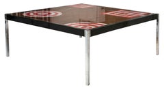 Coffe Table in wood and chromed bronze, 60°, Country France