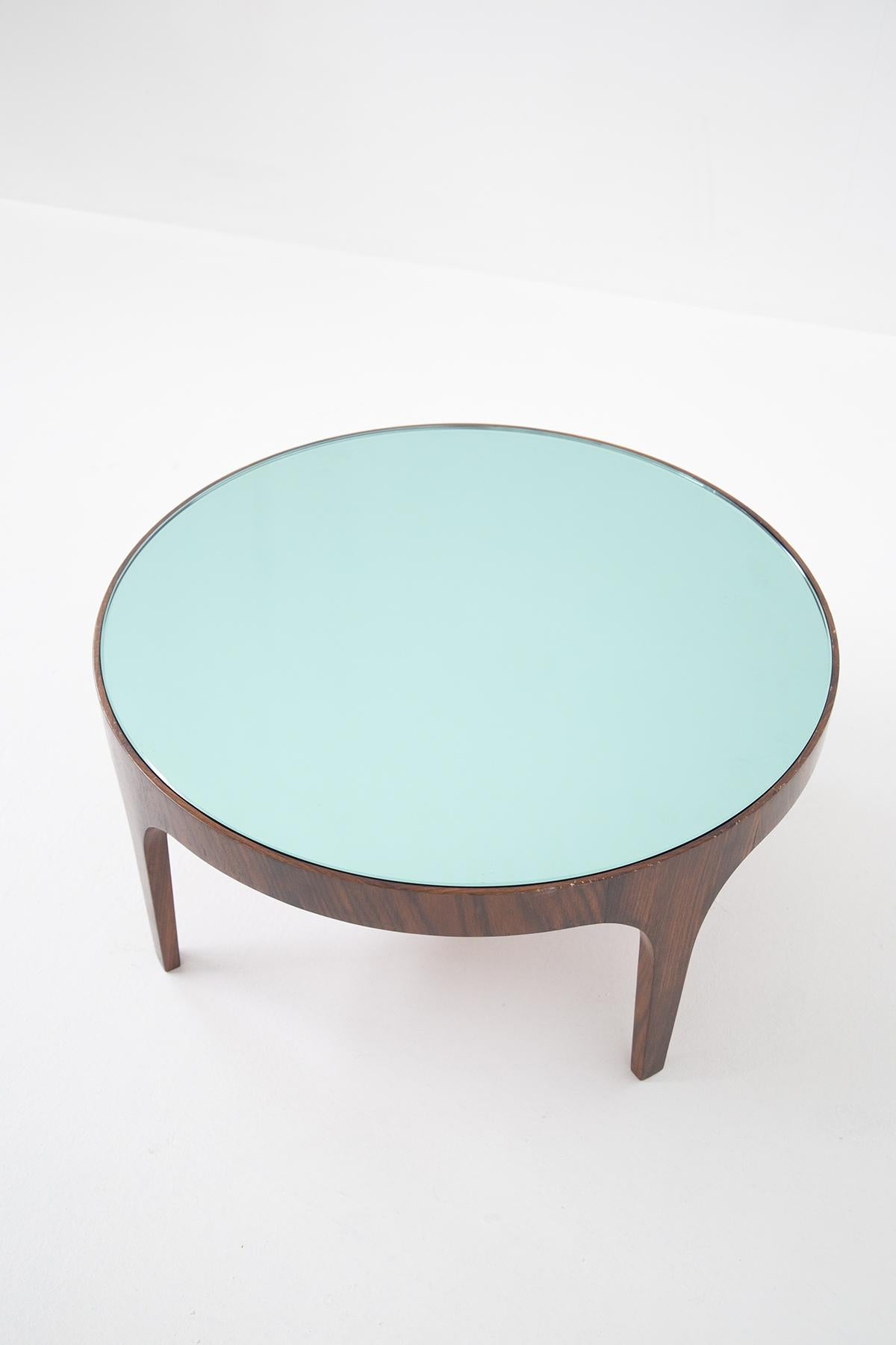 Coffe Table with Light Blue Glass by Fontana Arte, Manufacturer's Label 4