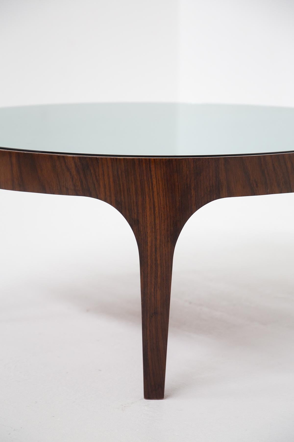 Mid-20th Century Coffe Table with Light Blue Glass by Fontana Arte, Manufacturer's Label