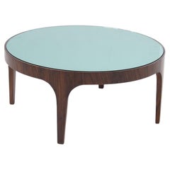 Table basse avec verre bleu clair de Fontana Arte, étiquette du fabricant