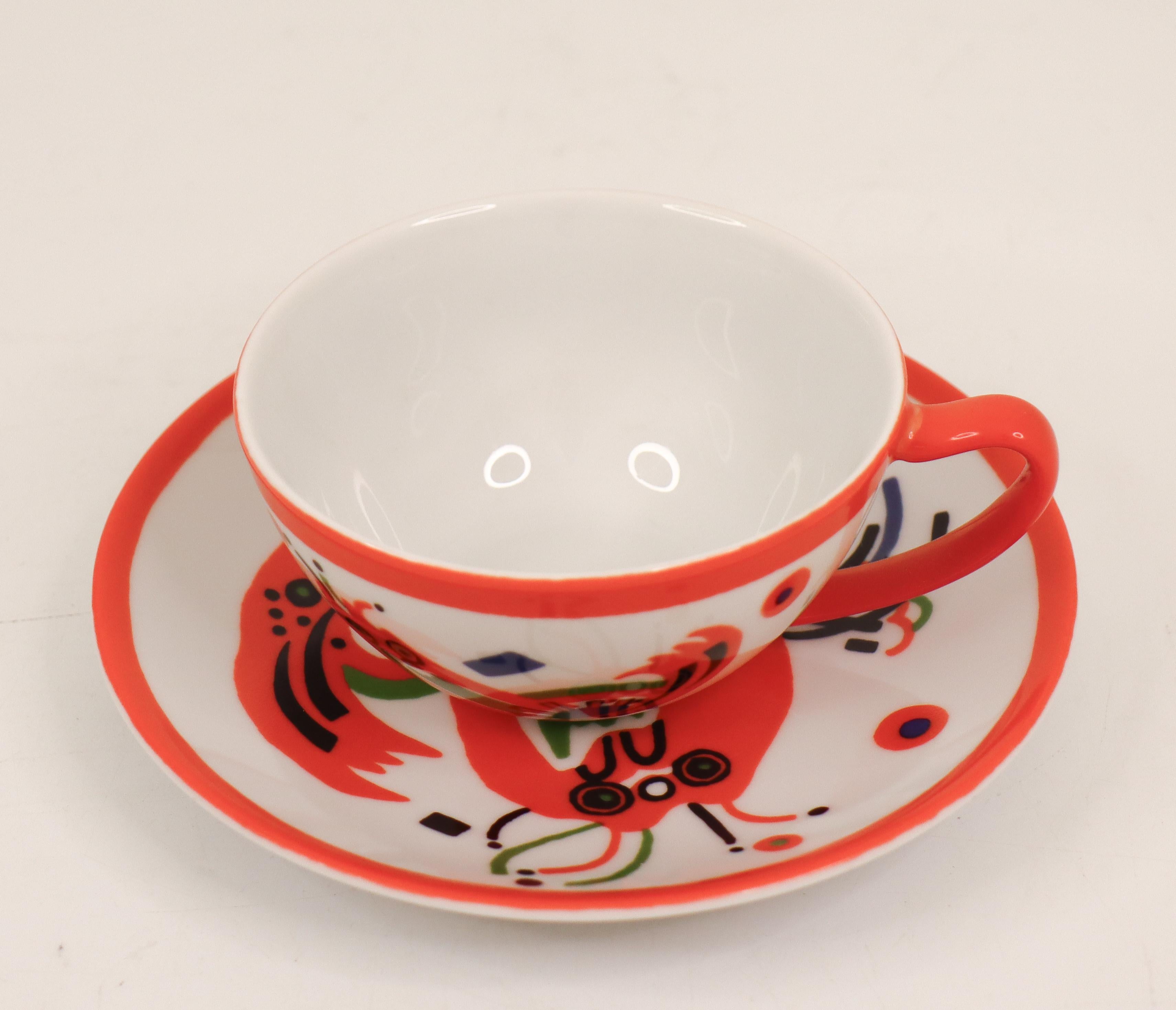 Coffecup & Untertasse – Wassily Kandinsky- Kandinsky Design (Glasiert) im Angebot