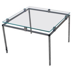Tables basses et tables à cocktails italiennes design minimaliste, plateau carré en verre, 1970