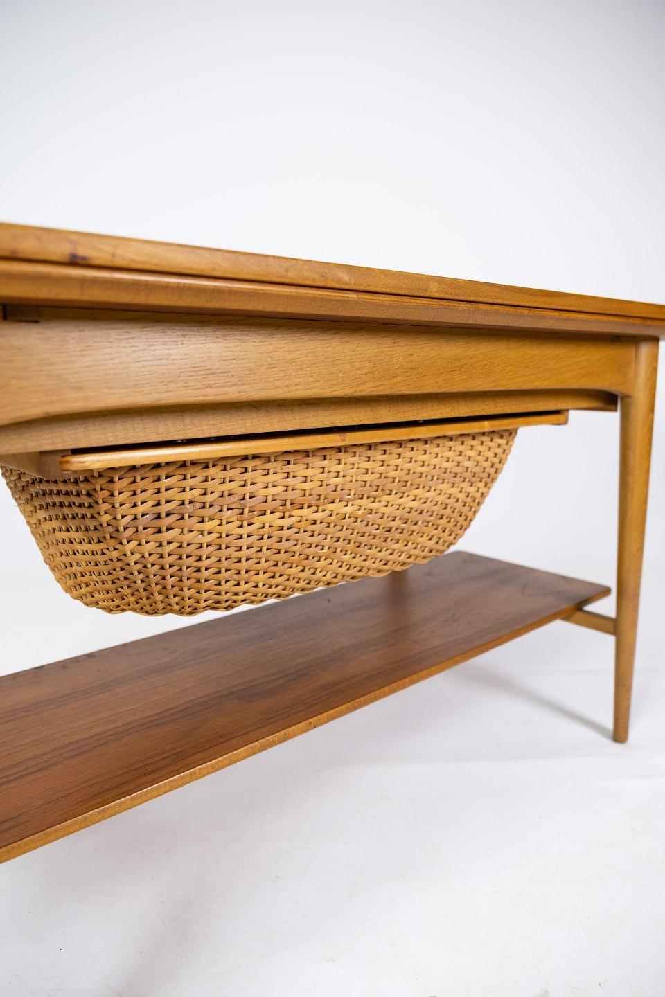 Mid-20th Century Coffee- and Sewing Table in Oak and Teak of Danish Design from the 1960s