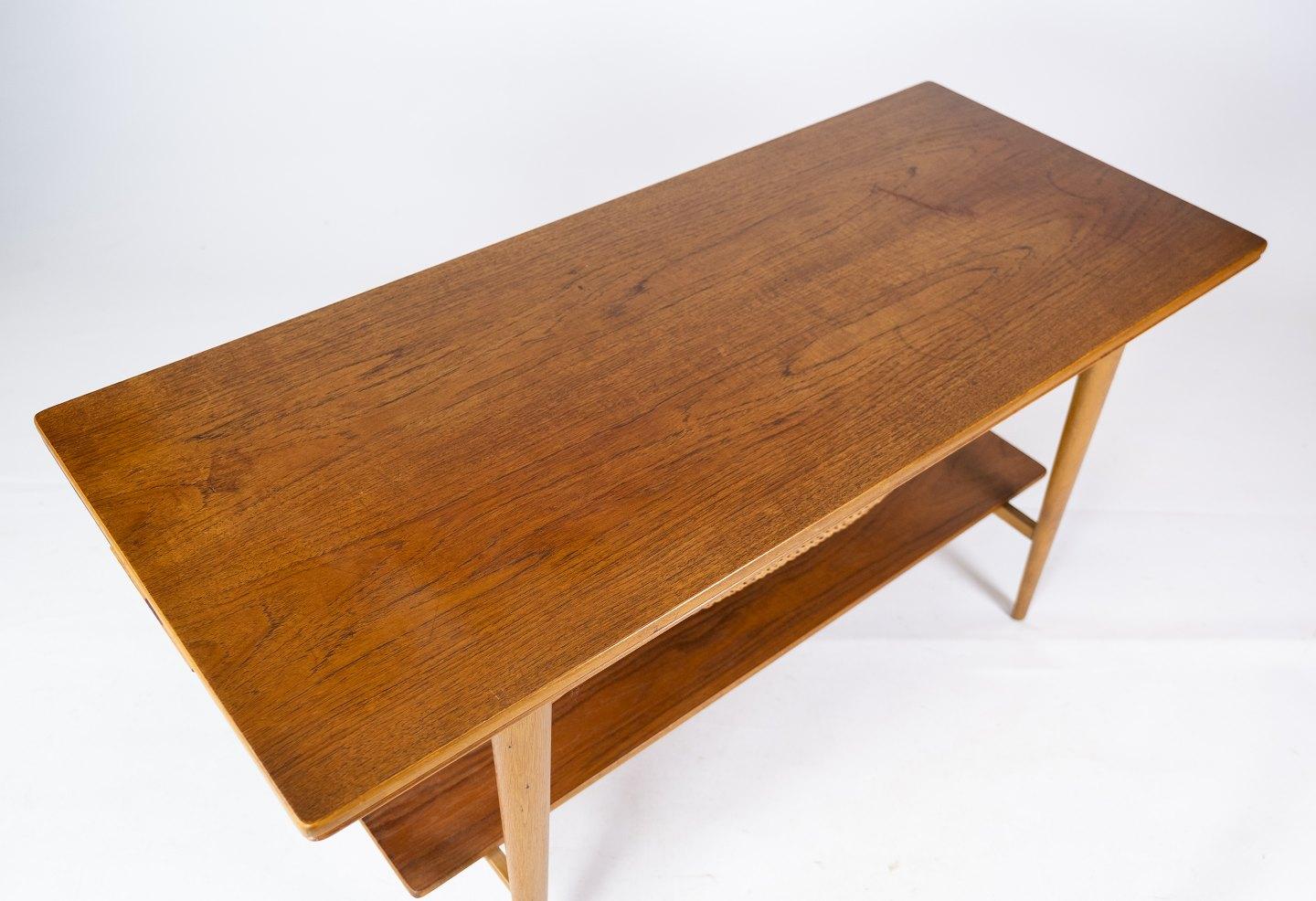 Teck Table basse et table à couture en chêne et teck, design danois des années 1960 en vente