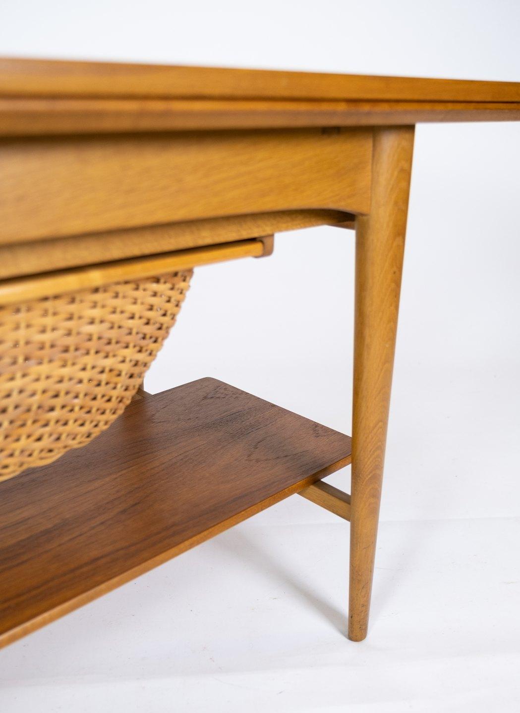 Coffee & Sewing Table Made In Oak & Teak, Danish Design From 1960s For Sale 3