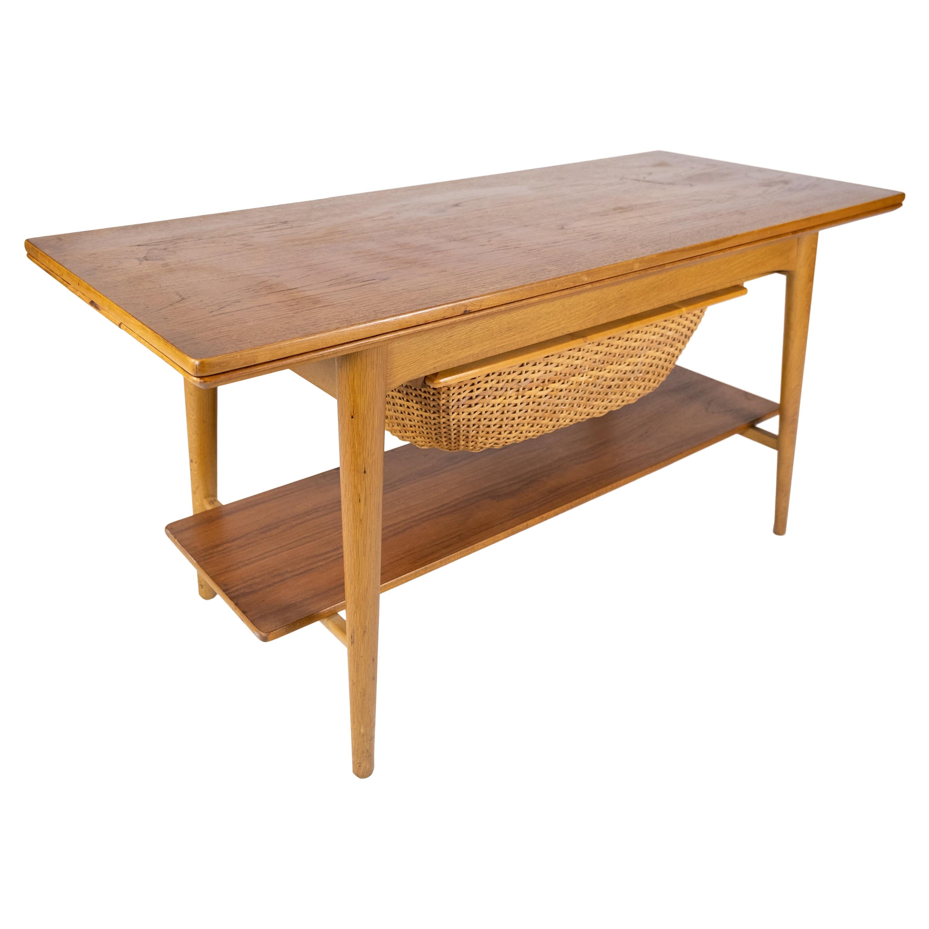Table basse et table à couture en chêne et teck, design danois des années 1960