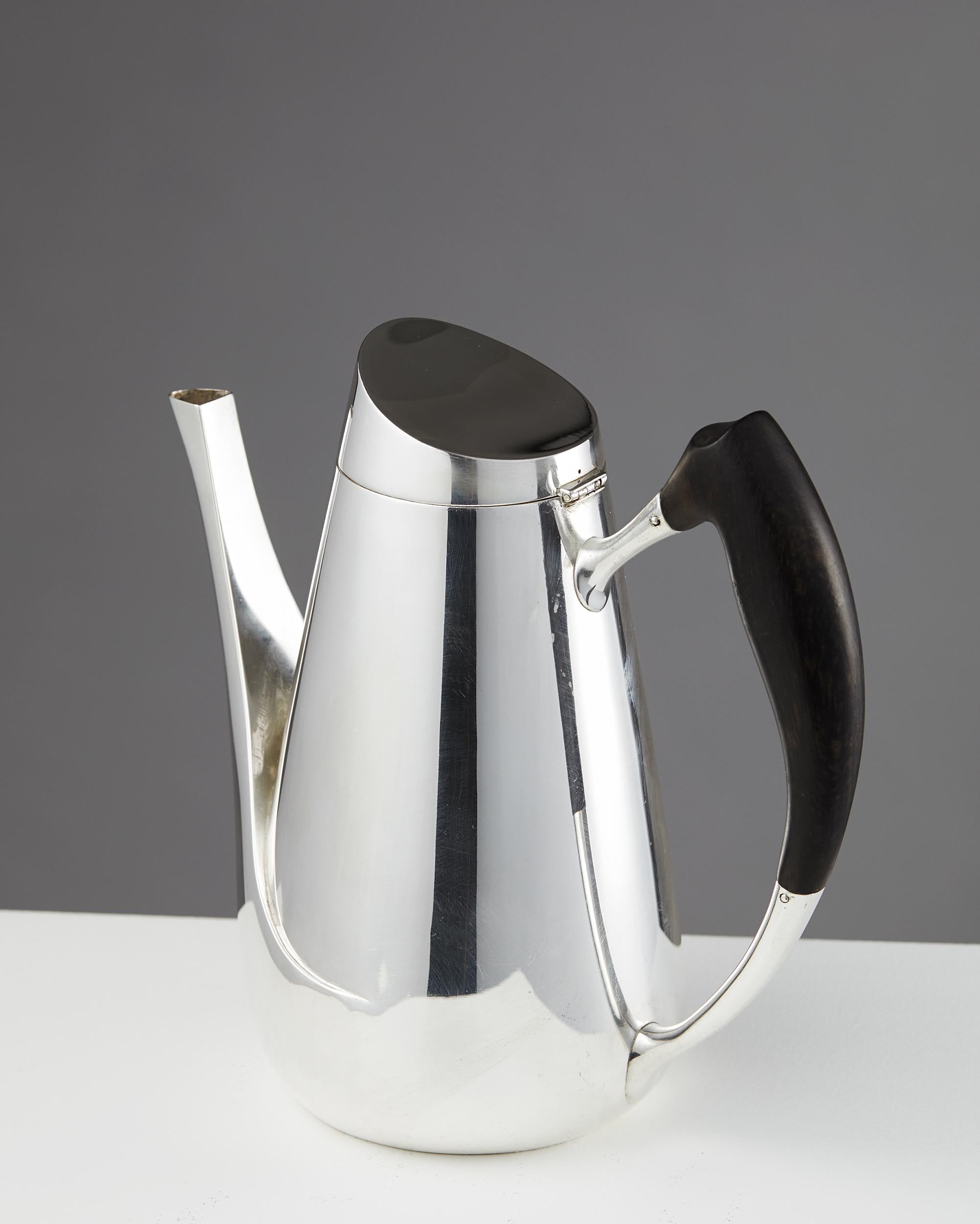 Scandinavian Modern Coffee and Sugar Bowl, Anonymous for Kronen Sølvvarefabrik, Denmark, 1950s