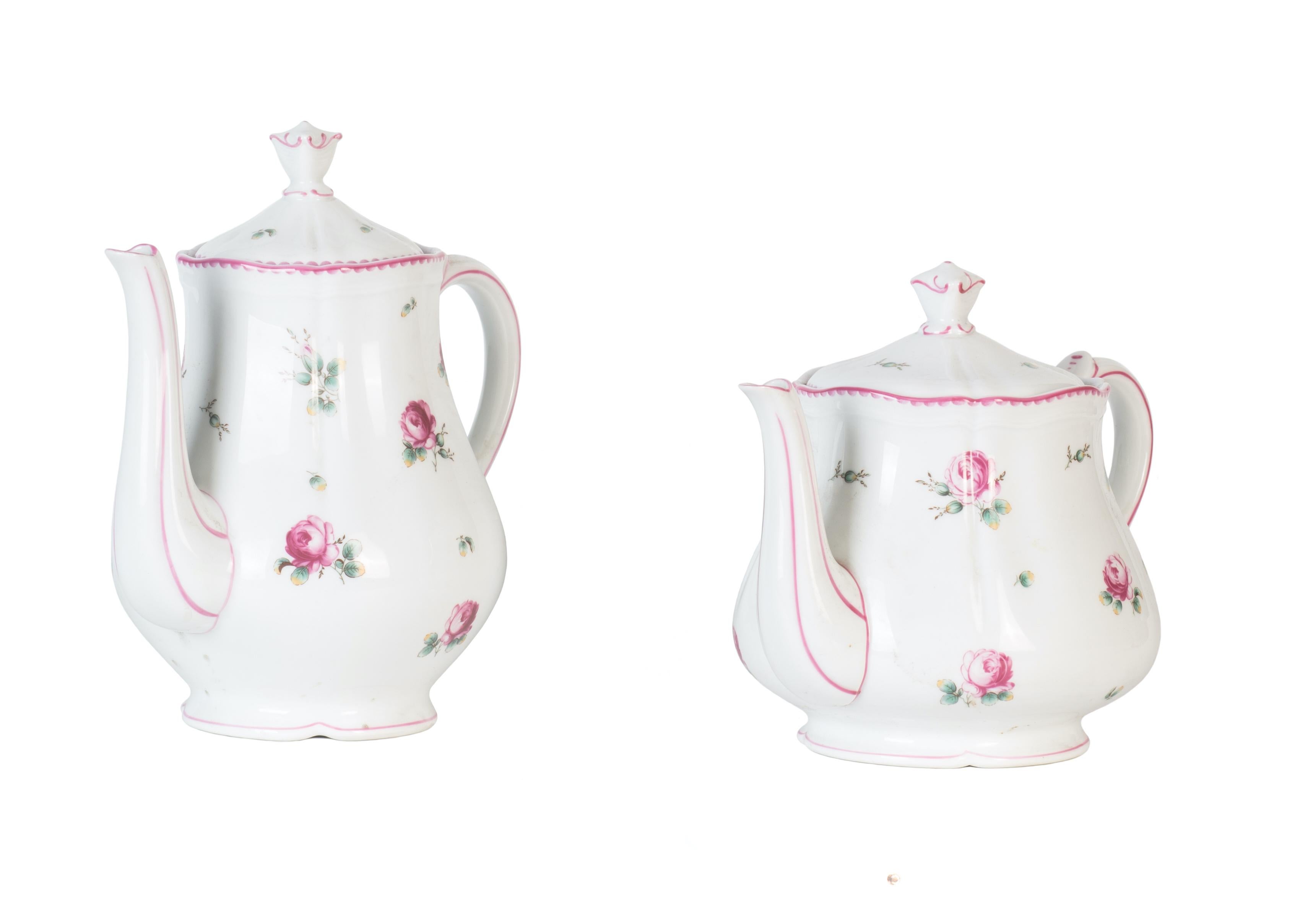 Italian Coffee and Tea Set Antico Doccia Decor, by Richard Ginori, 1960s