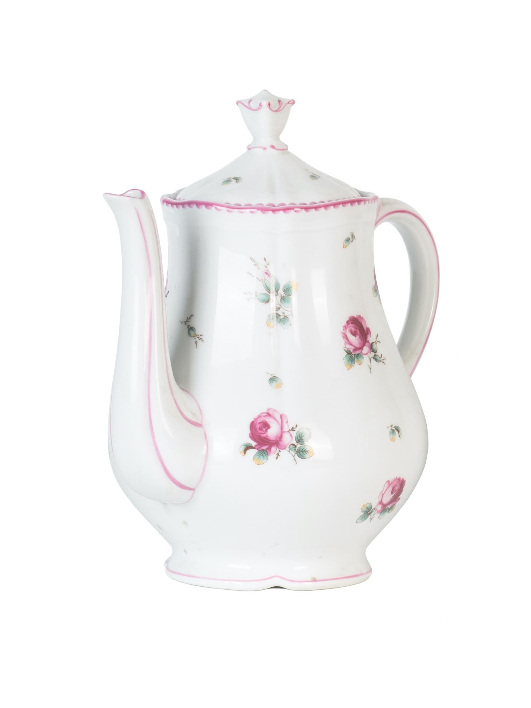 Coffee and Tea Set Antico Doccia Decor, by Richard Ginori, 1960s In Good Condition In Roma, IT