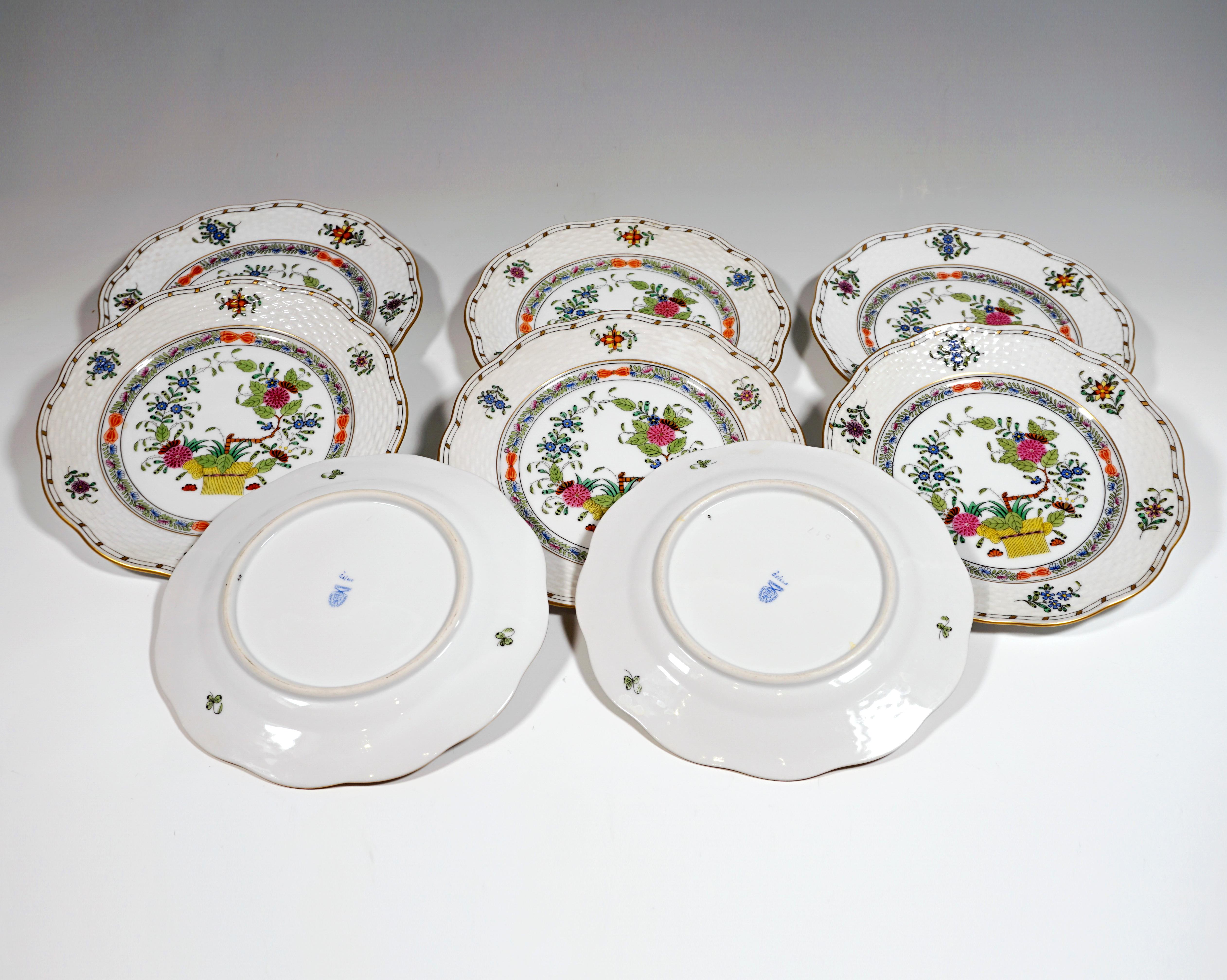 Painted Coffee and Tea Set for 8 Persons 'Fleurs des Indes' Herend Hungary, 20th Century