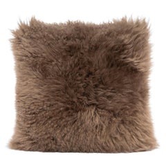 Shearling Sheepskin Brown Cushion by Muchi Decor, Made in Italy