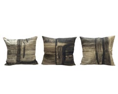 Coffee Brown and Camel Abstract Artwork Pillows