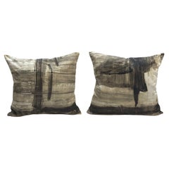 Coffee Brown and Camel Abstract Artwork Pillows