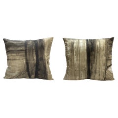 Coffee Brown and Camel Abstract Artwork Pillows
