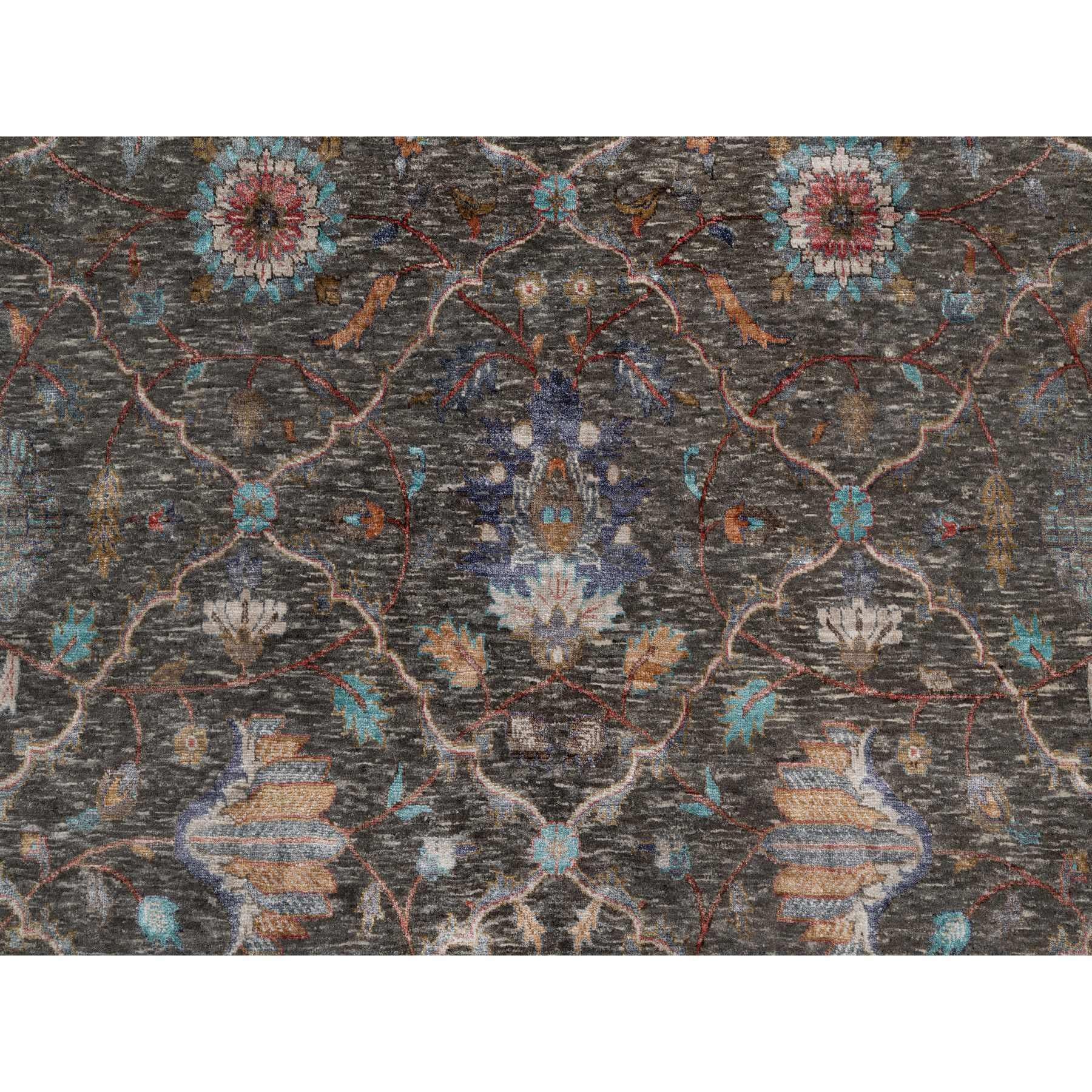 Kaffee Brown Hand geknotet Persisch Scrolls Blatt Design Wolle & Seide Teppich 7'9 