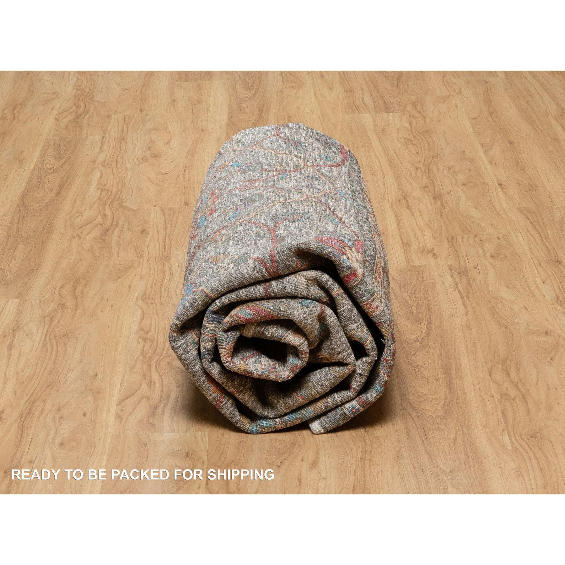 Kaffee Brown Hand geknotet Persisch Scrolls Blatt Design Wolle & Seide Teppich 7'9 