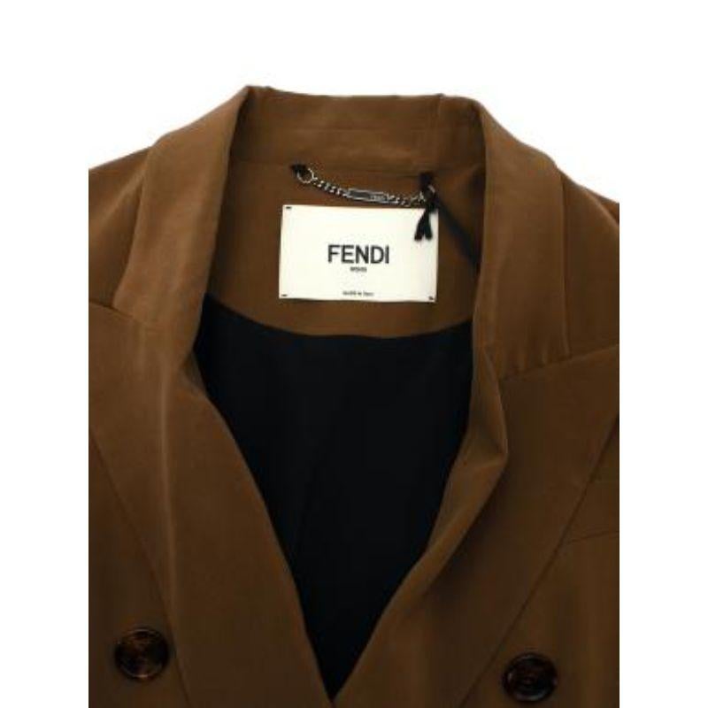 Coffee brushed silk crepe double breasted blazer In Excellent Condition For Sale In London, GB