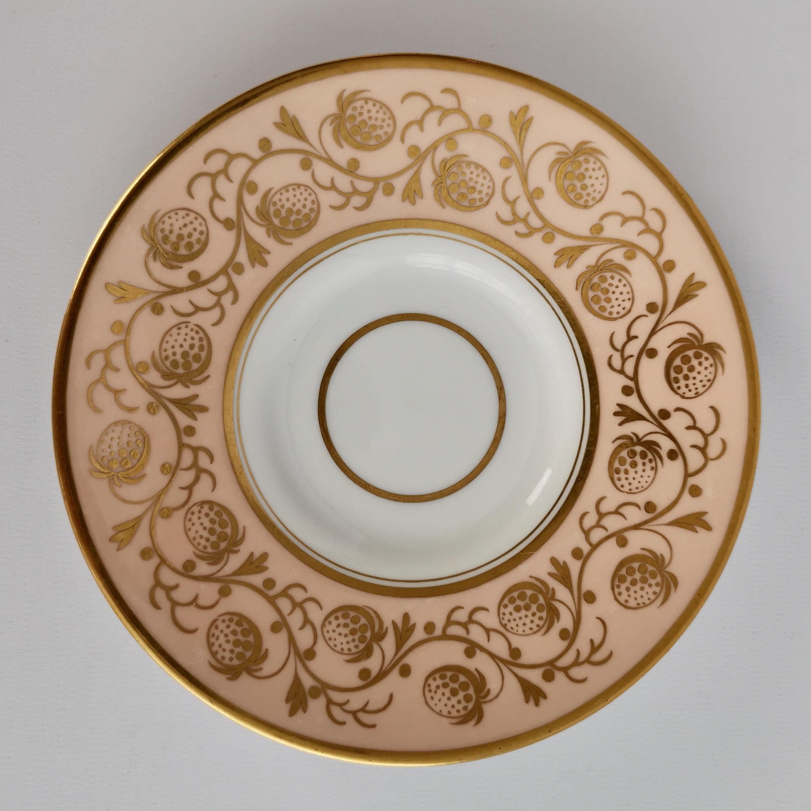 Kaffeekanne, Flight Barr & Barr, Pfirsich vergoldete Erdbeeren, Regency, um 1815 (Handbemalt)