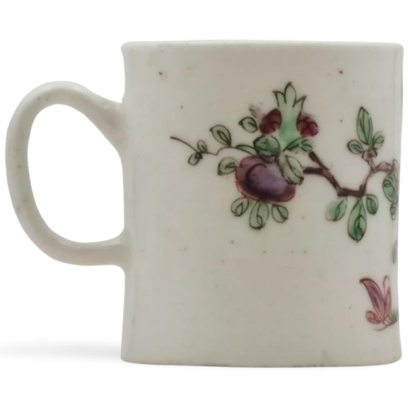 18th Century Coffee Can with Famille Rose decoration, Bow Porcelain, circa 1750 For Sale