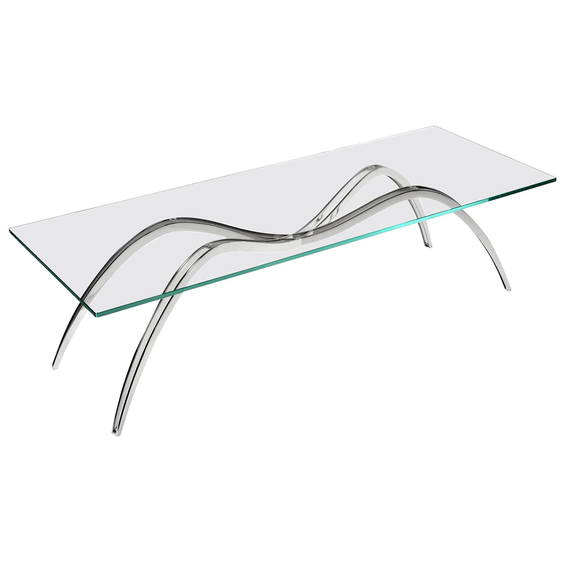 Tavolino da centro Cocktail Mirror Steel Glass Top Spider Collectible Design