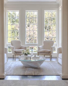 Coffee Cocktail Center Table White Marble Glass Crystal Top Collectible Design