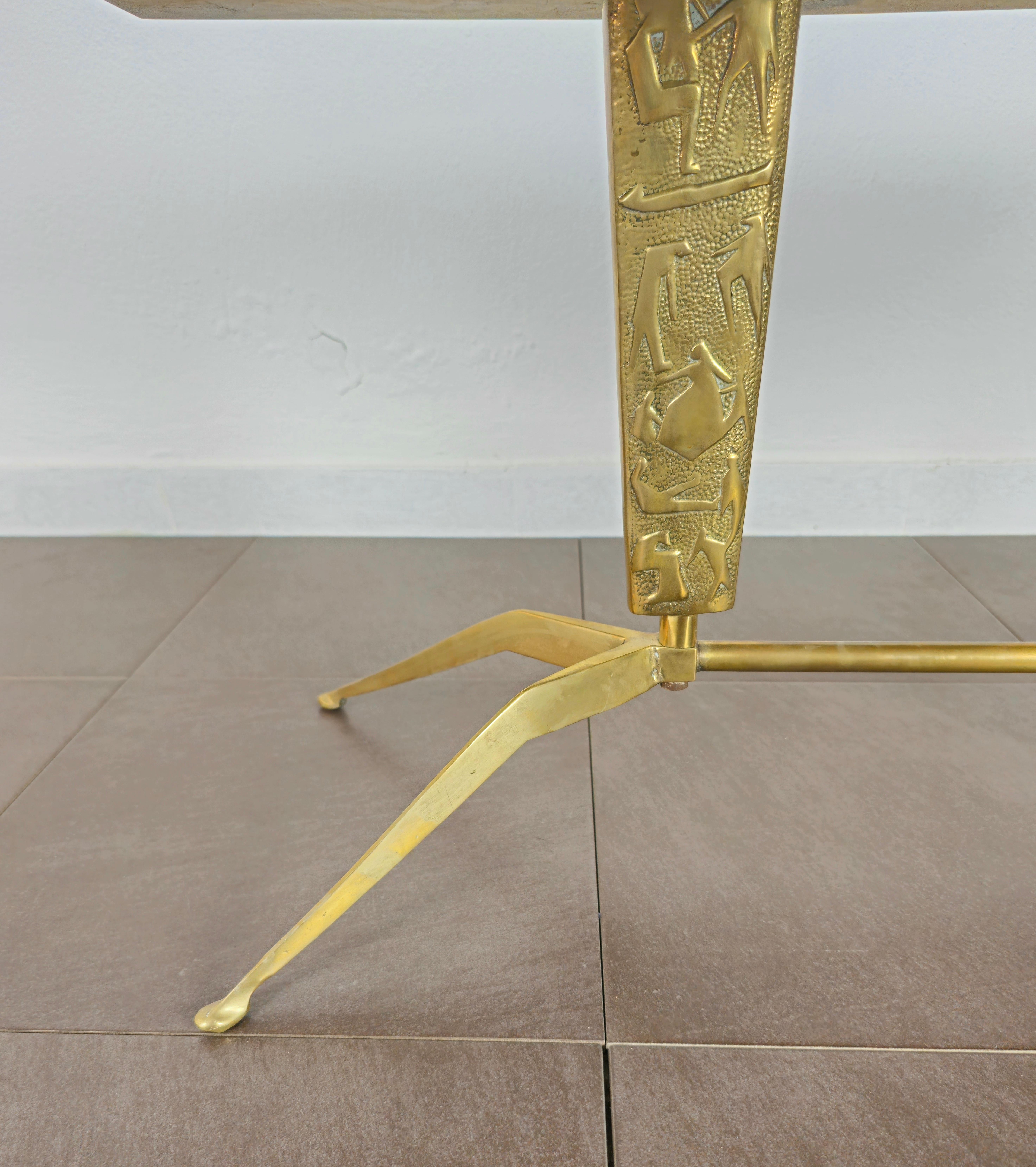 Mid-Century Modern Coffee Cocktail Table Brass Marble Midcentury Modern Italian Design 1950s For Sale